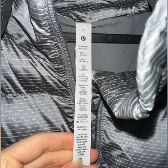Lululemon Wunder Puff 600 downfill Long Waterproof light grey Puffer jacket Coat - Picture 12 of 13